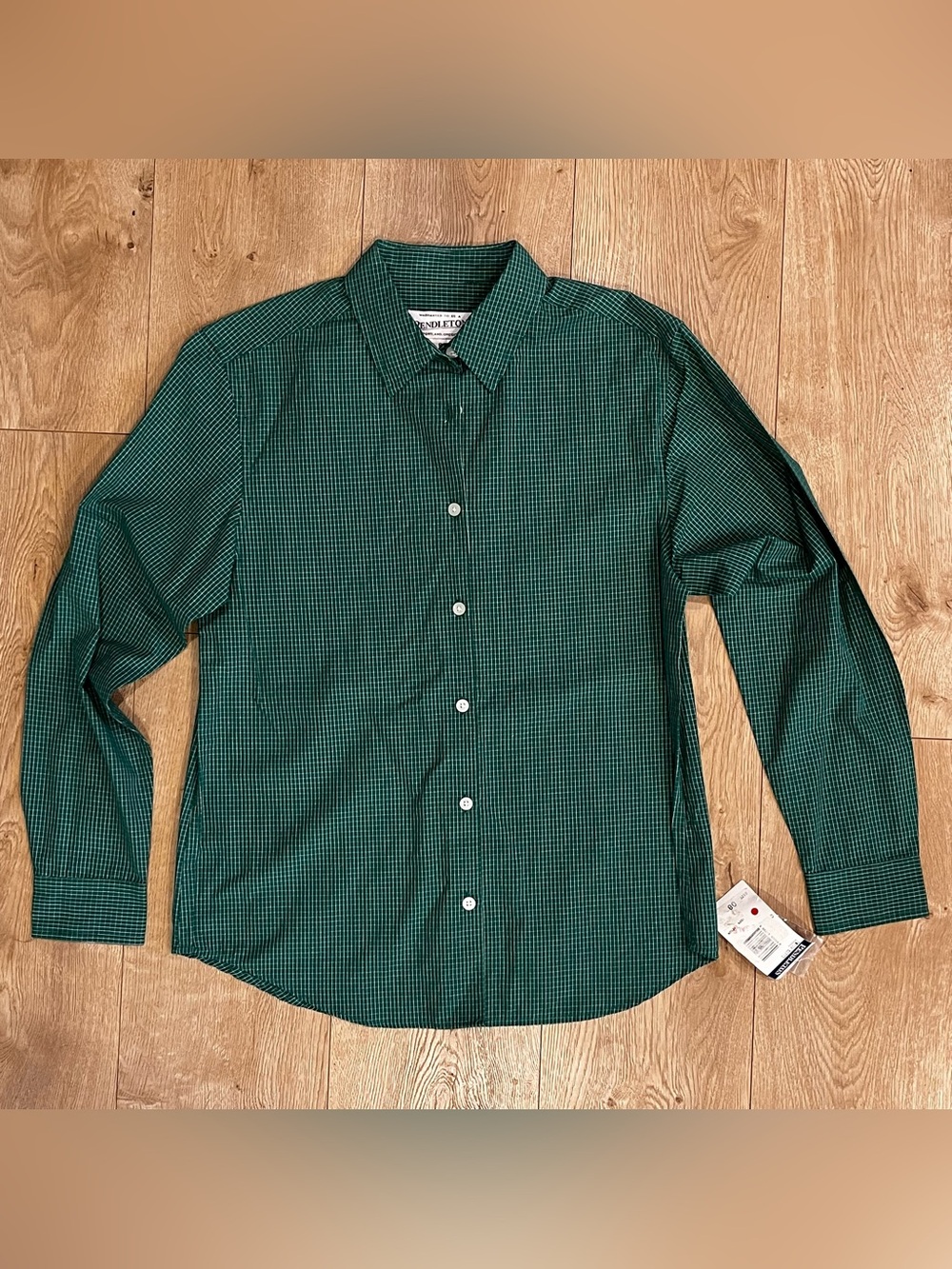 Pendleton Women’s Green Plaid Long Sleeve Button Up Shirt Sz 8 RN#29685